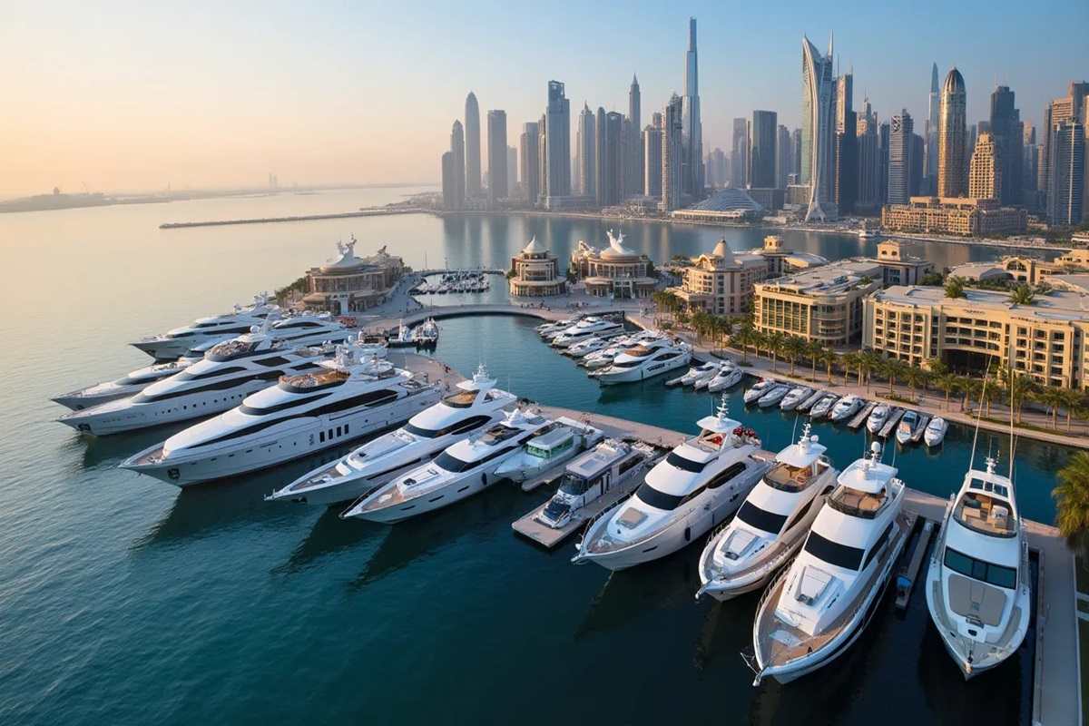 Map showing strategic location of Rashid Yachts and Marina near key Dubai landmarks